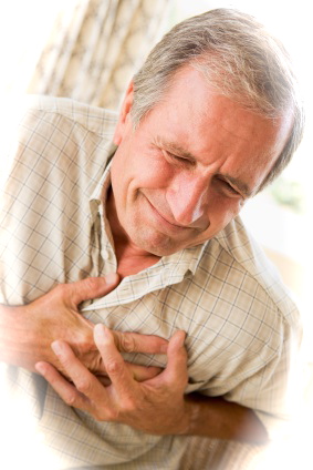 Photo of a man with chest pains